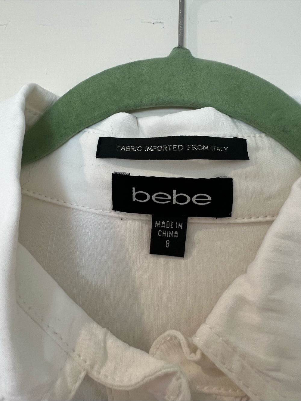 bebe White Linen Blend Button-Down Dress